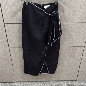 H&M Chic Black Wrap Skirt with White Trim